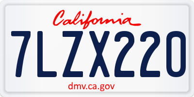 CA license plate 7LZX220