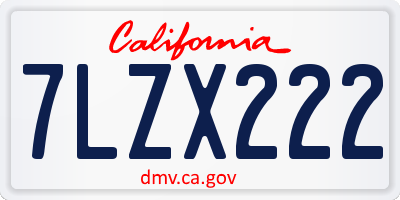 CA license plate 7LZX222