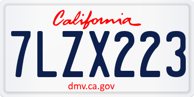 CA license plate 7LZX223
