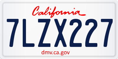 CA license plate 7LZX227
