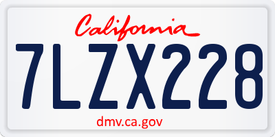 CA license plate 7LZX228