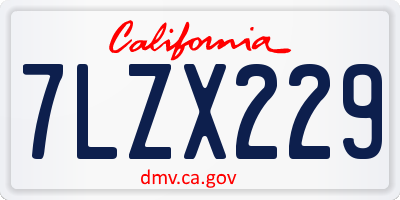 CA license plate 7LZX229