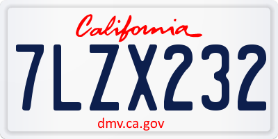 CA license plate 7LZX232