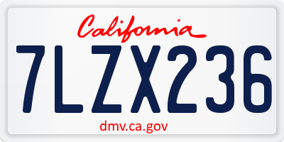 CA license plate 7LZX236