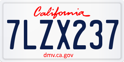 CA license plate 7LZX237