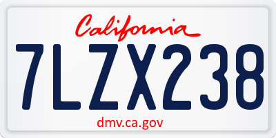 CA license plate 7LZX238