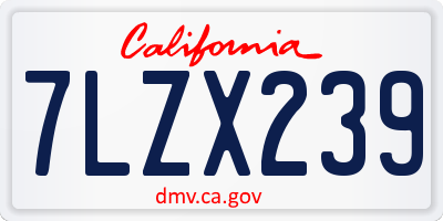 CA license plate 7LZX239