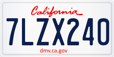 CA license plate 7LZX240