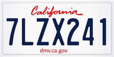 CA license plate 7LZX241