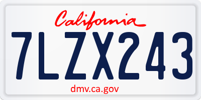 CA license plate 7LZX243