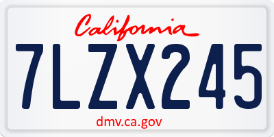 CA license plate 7LZX245
