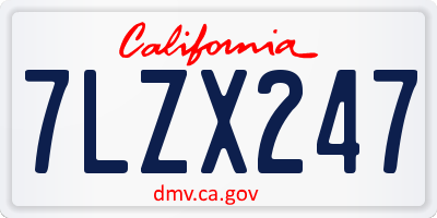 CA license plate 7LZX247