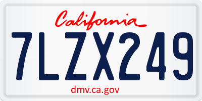 CA license plate 7LZX249