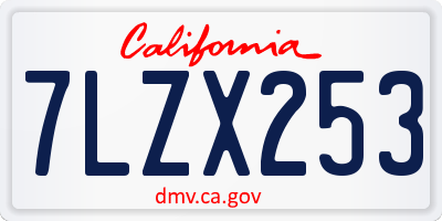 CA license plate 7LZX253