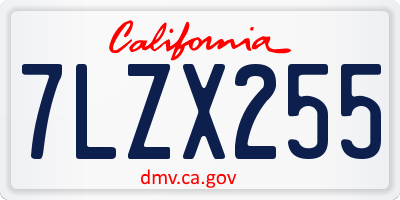 CA license plate 7LZX255
