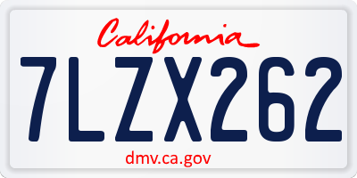 CA license plate 7LZX262
