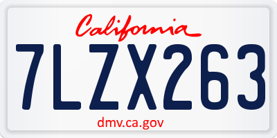 CA license plate 7LZX263