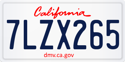 CA license plate 7LZX265