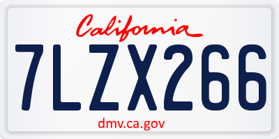 CA license plate 7LZX266
