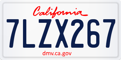 CA license plate 7LZX267