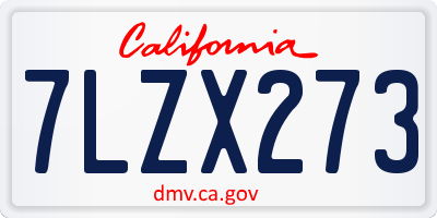 CA license plate 7LZX273