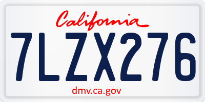 CA license plate 7LZX276
