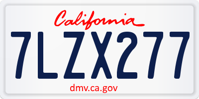 CA license plate 7LZX277