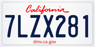 CA license plate 7LZX281