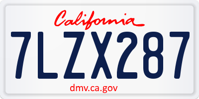 CA license plate 7LZX287