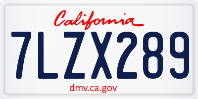 CA license plate 7LZX289