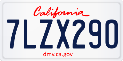CA license plate 7LZX290