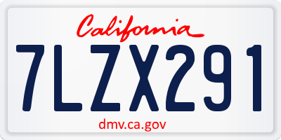 CA license plate 7LZX291