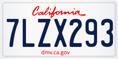 CA license plate 7LZX293