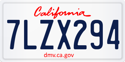 CA license plate 7LZX294