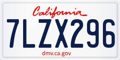 CA license plate 7LZX296