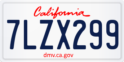 CA license plate 7LZX299