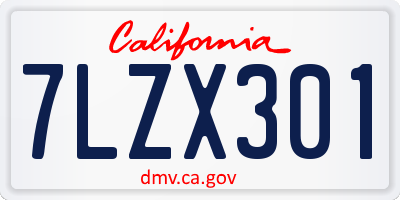 CA license plate 7LZX301