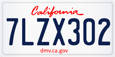 CA license plate 7LZX302