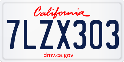 CA license plate 7LZX303