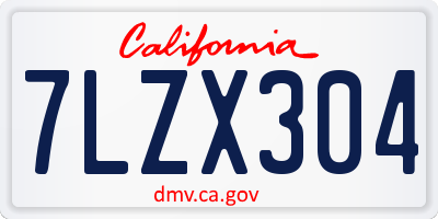 CA license plate 7LZX304
