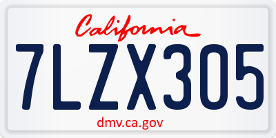 CA license plate 7LZX305