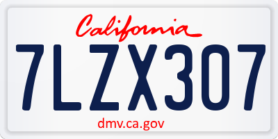 CA license plate 7LZX307