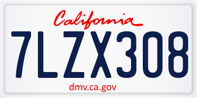 CA license plate 7LZX308