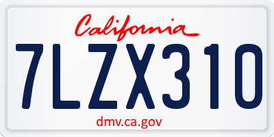 CA license plate 7LZX310