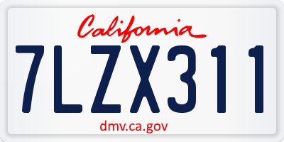 CA license plate 7LZX311