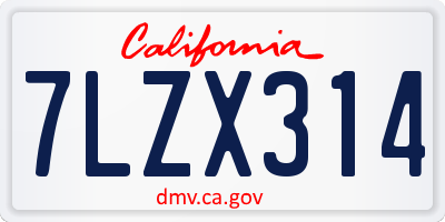 CA license plate 7LZX314