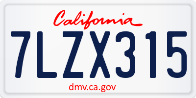 CA license plate 7LZX315