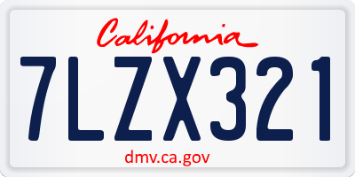 CA license plate 7LZX321