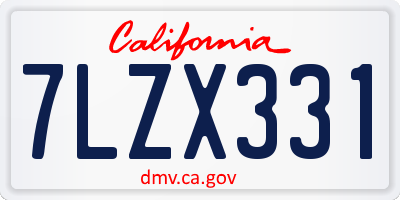 CA license plate 7LZX331