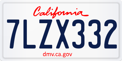 CA license plate 7LZX332